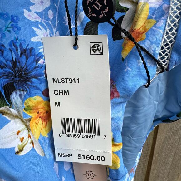 Nanette Lepore Swimsuit One Piece Floral Ruffle Blue Medium NWT Beach Vacation - Picture 8 of 9